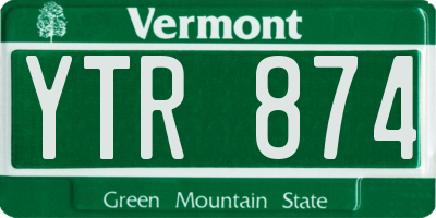 VT license plate YTR874