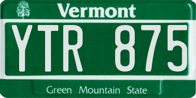 VT license plate YTR875