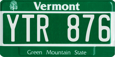 VT license plate YTR876