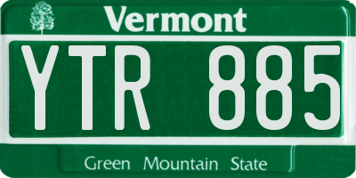 VT license plate YTR885