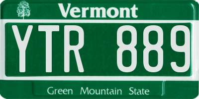 VT license plate YTR889