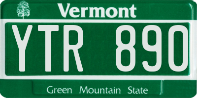 VT license plate YTR890