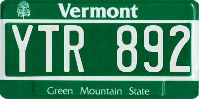VT license plate YTR892