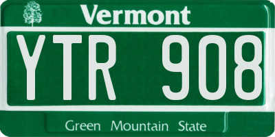 VT license plate YTR908