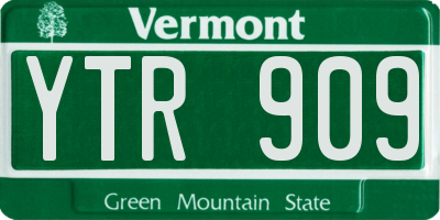 VT license plate YTR909