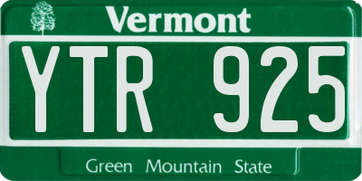 VT license plate YTR925