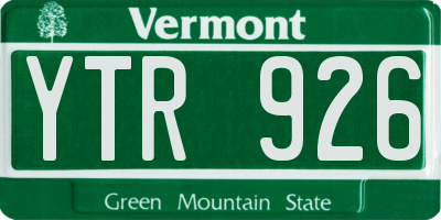 VT license plate YTR926