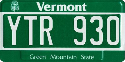 VT license plate YTR930