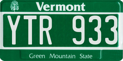 VT license plate YTR933