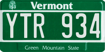 VT license plate YTR934