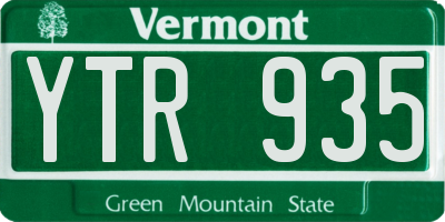 VT license plate YTR935