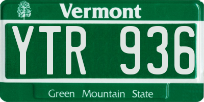 VT license plate YTR936