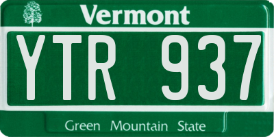 VT license plate YTR937