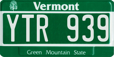 VT license plate YTR939