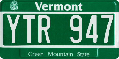 VT license plate YTR947