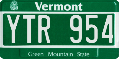 VT license plate YTR954