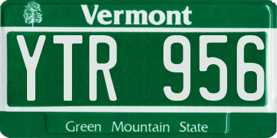 VT license plate YTR956