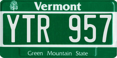 VT license plate YTR957