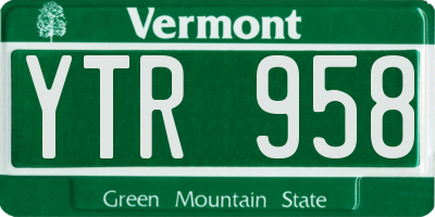 VT license plate YTR958