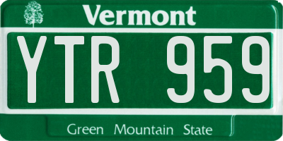 VT license plate YTR959
