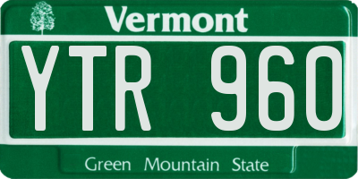 VT license plate YTR960