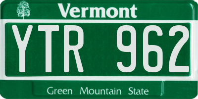 VT license plate YTR962