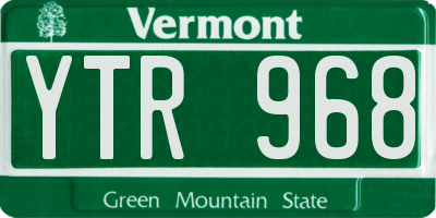VT license plate YTR968