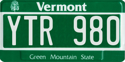 VT license plate YTR980