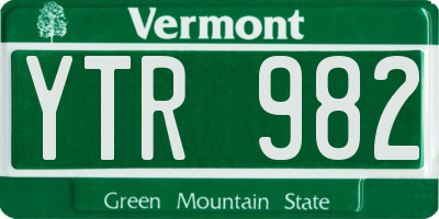 VT license plate YTR982