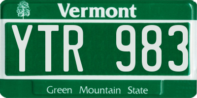 VT license plate YTR983