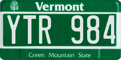VT license plate YTR984