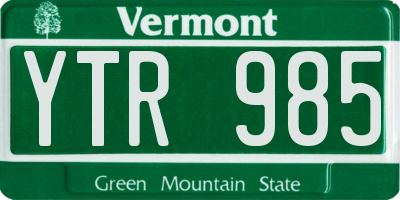 VT license plate YTR985