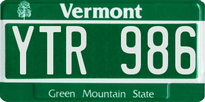 VT license plate YTR986