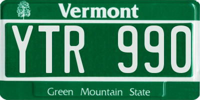VT license plate YTR990