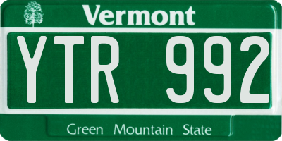VT license plate YTR992
