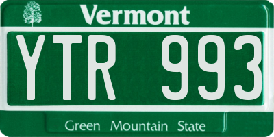 VT license plate YTR993