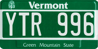 VT license plate YTR996