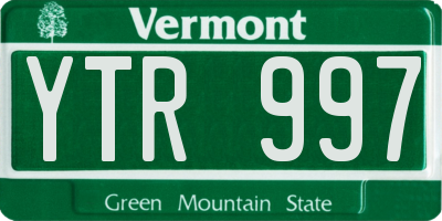 VT license plate YTR997