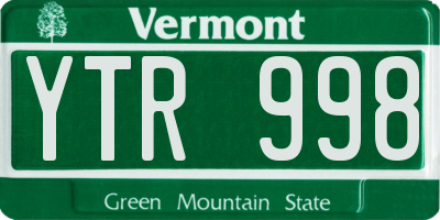 VT license plate YTR998