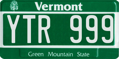 VT license plate YTR999