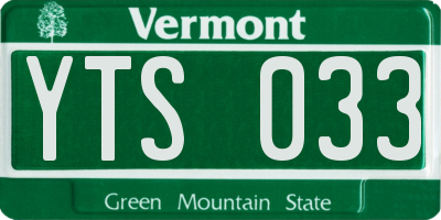 VT license plate YTS033