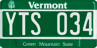 VT license plate YTS034