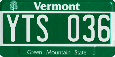 VT license plate YTS036