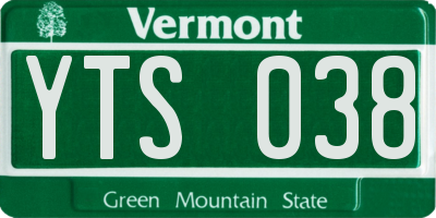 VT license plate YTS038