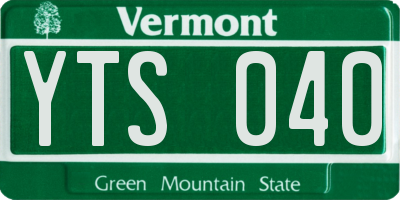 VT license plate YTS040