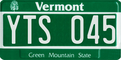VT license plate YTS045