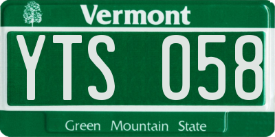 VT license plate YTS058