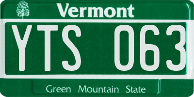 VT license plate YTS063