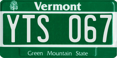 VT license plate YTS067