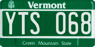 VT license plate YTS068